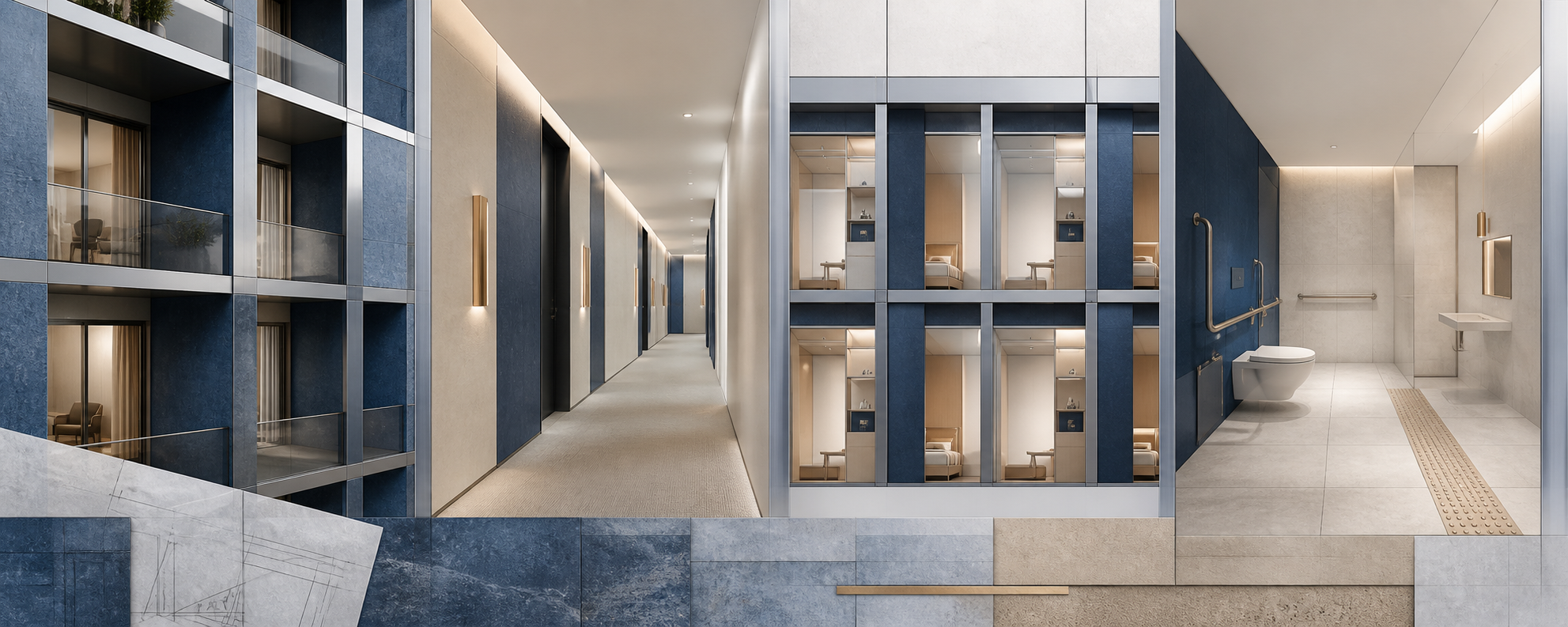 Illustrative settings for apartment, hotel, accommodation and accessible room programmes